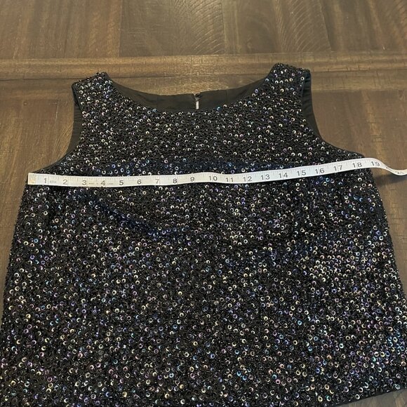 Vintage 60’s Gene Shelly Black Sequined Beaded Silk Blend Sleeveless Top Size 14 - Picture 8 of 10